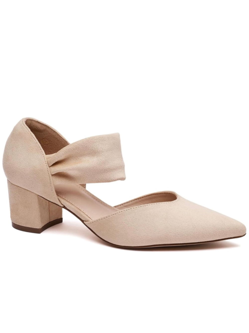 Women's Unbranded Beige Suede Pointed Toe Block Heel Pumps